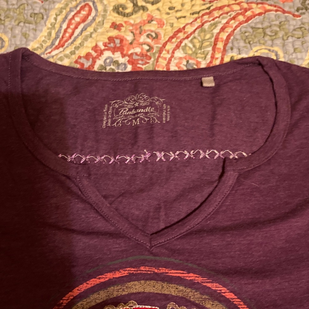 Panhandle Slim Western Cowboy Purple Ringer T Shirt M - Picture 3 of 7